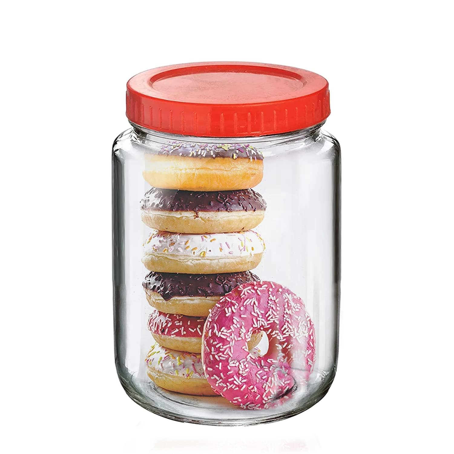 Cloudmart Yera Glass Round 1Kg Containers For Kitchen Pantry, Snacks, Masala, Honey, Pickles, Cookies, Dry Fruits, And Coffee Be